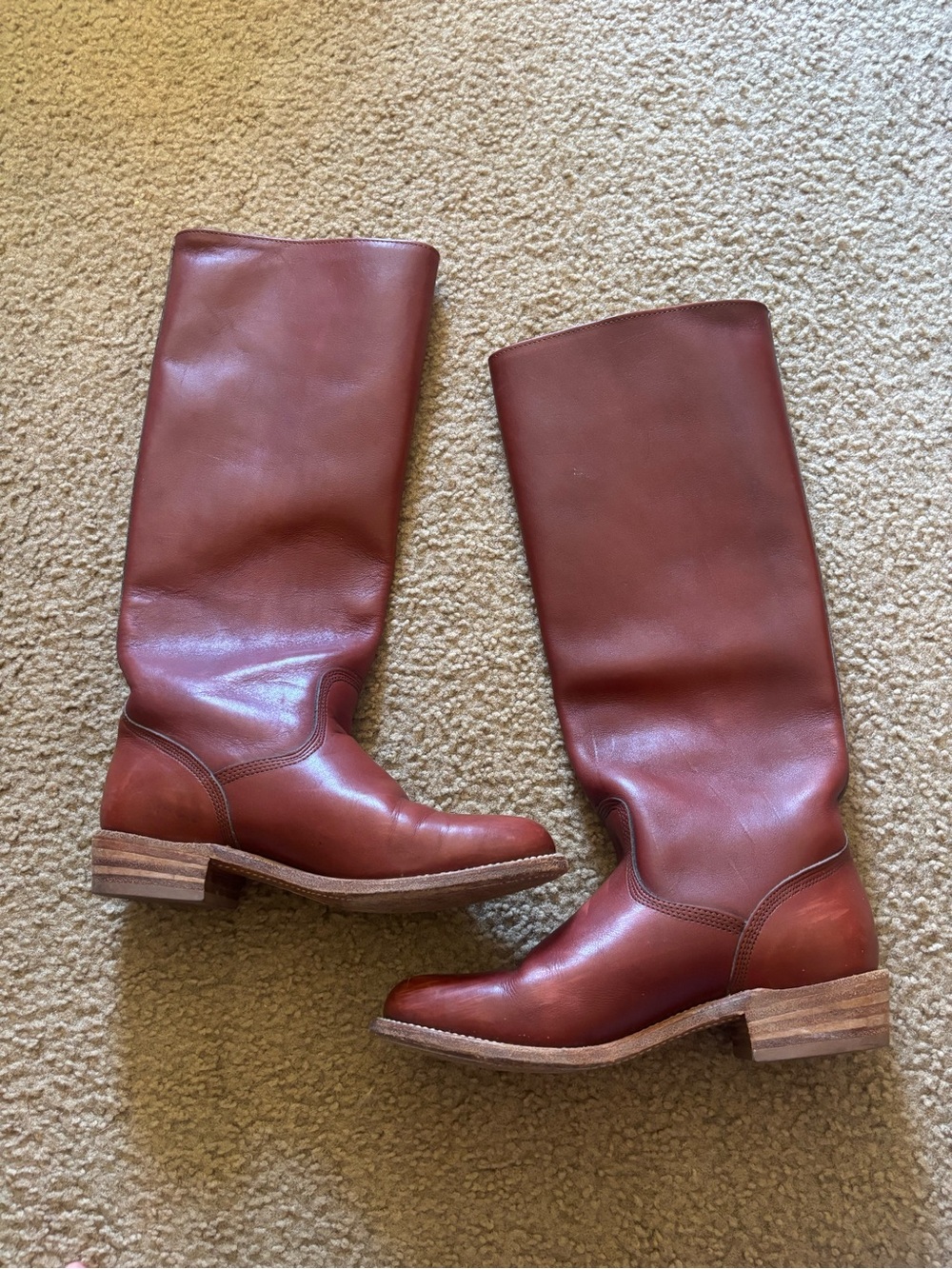VTG Frye Campus Boots Women 7.5 B Cherry Red Brown Leather Made in USA 6750
